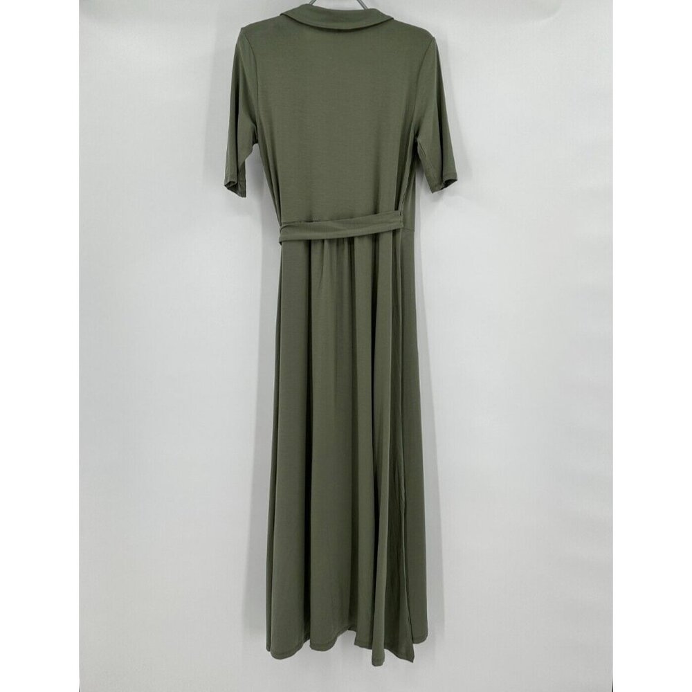 Quince Women’s Sage Green Tencel Jersey Wrap Dress Midi sz S NWT Short Sleeve - Picture 5 of 7
